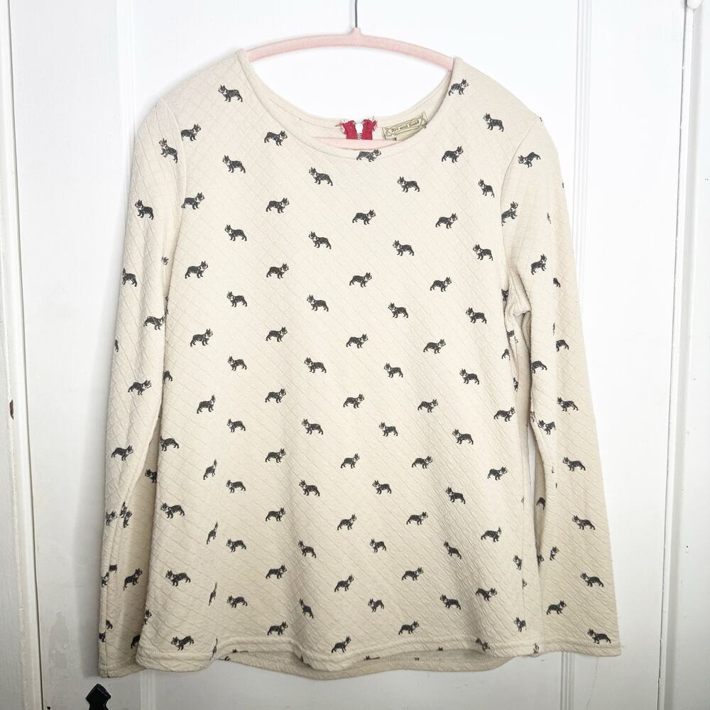 Art and Soul Dog Animal Print Long Sleeve Top Shirt Size Medium Exposed Back Zip